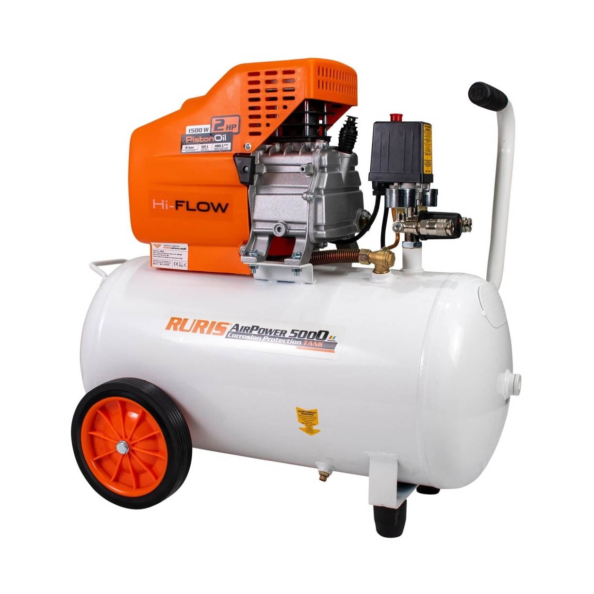 Ruris Kompresor za zrak AirPower 5000, 50L, Narandžasti