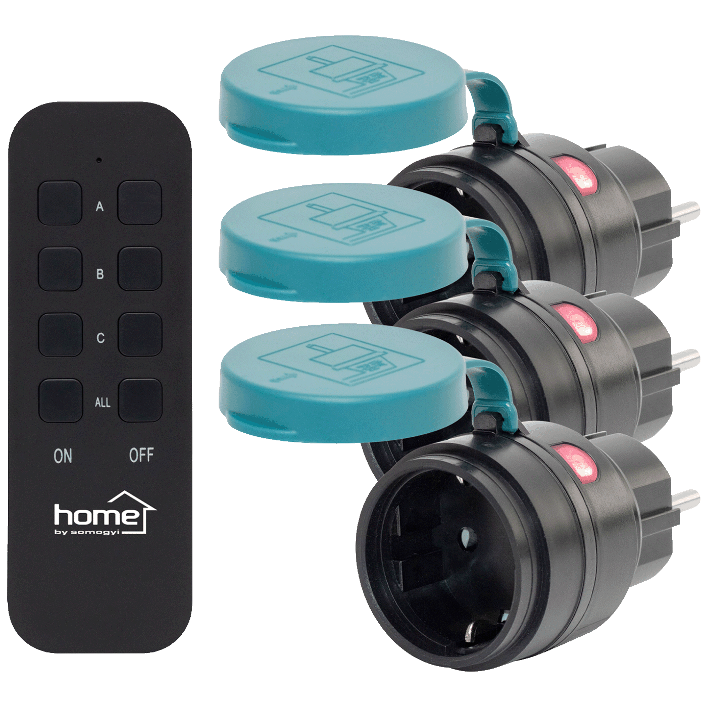 Home Strujna utičnica sa daljinskim upravljačem THO2313, Set 3 komada, Crna