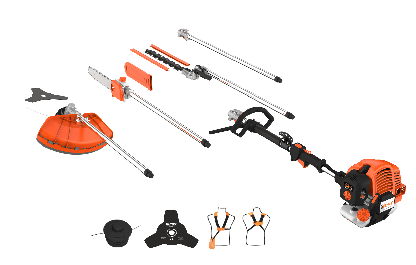 Ruris Multifunkcionalni motorni trimer za travu DAC 335, 1.7KS, Narandžasti