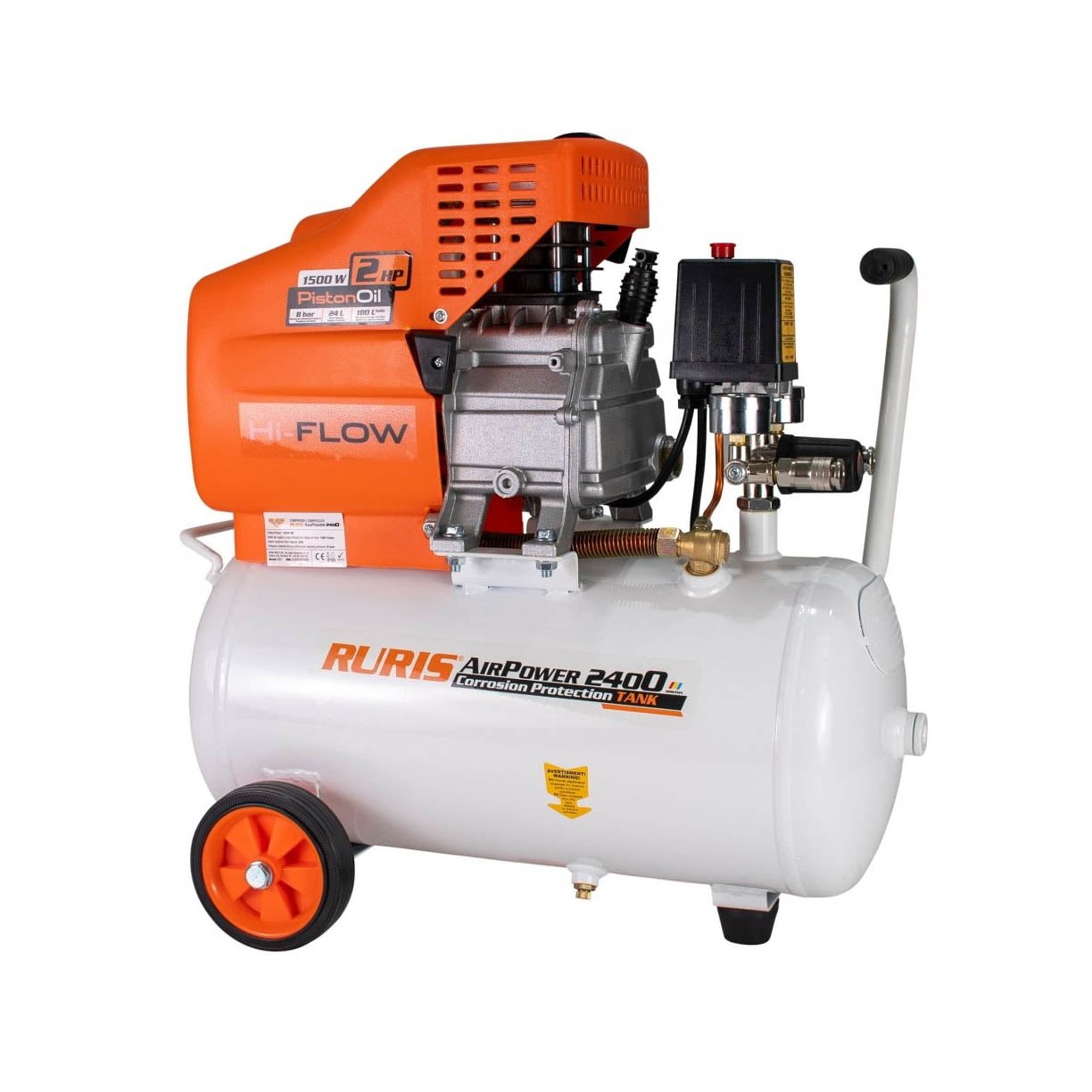 Ruris Kompresor za zrak sa priborom AirPower 2400 Plus, 24L, Narandžasti