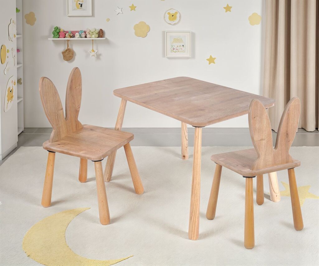Hanah Home Dječiji sto i 2 stolice BLTYZ-AKTV059-1, Boje hrasta