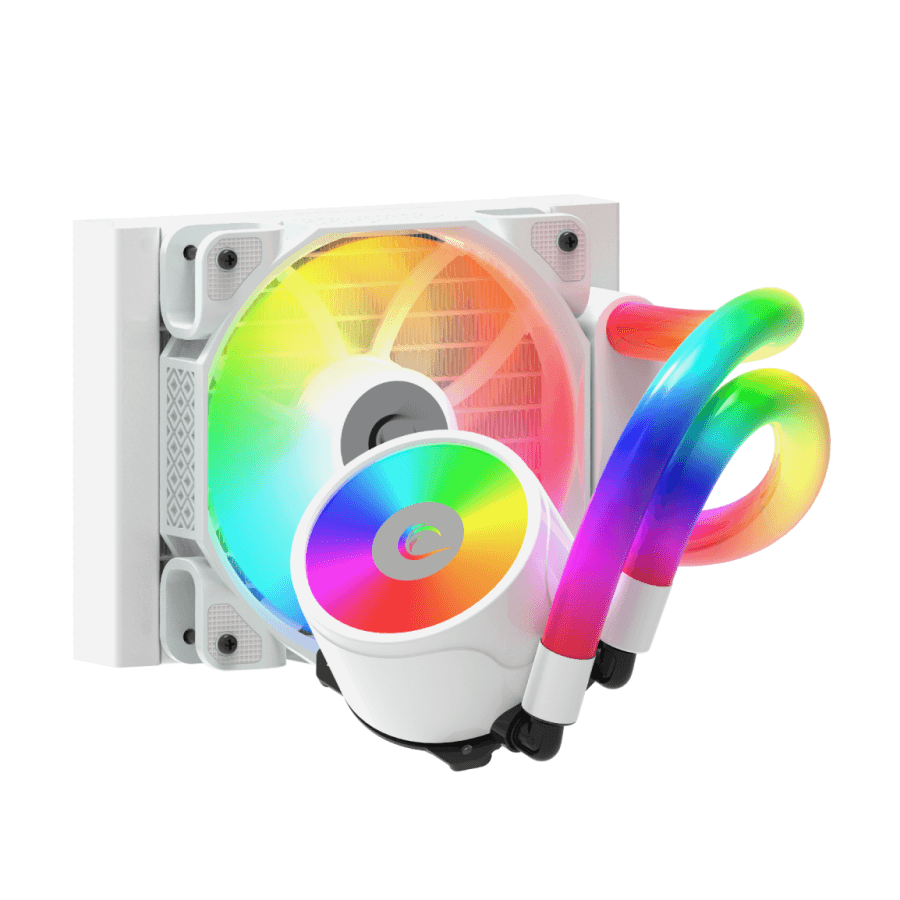 CPU hladnjak AIO Liquid RAMPAGE ICEBLADE C4, beli, 72CFM, 2000RPM, ARGB, AM5/LGA1700, 120mm