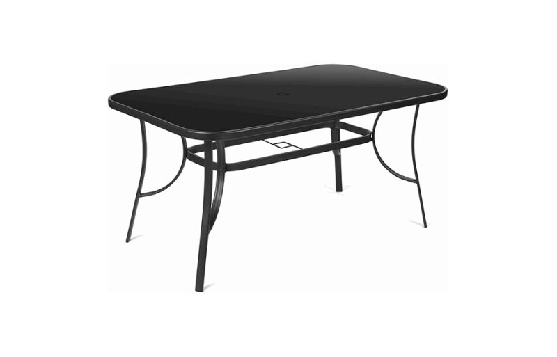 Fieldmann Vrtni metalni sto sa crnim staklom FDZN 5030, 150x96x71 cm, Crni