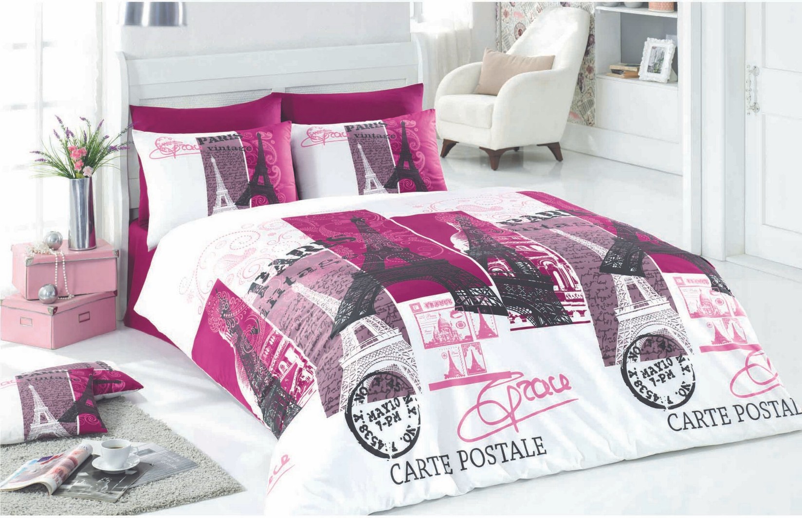 L'essentiel Maison set posteljine Paris, 160x220cm, ljubičasta