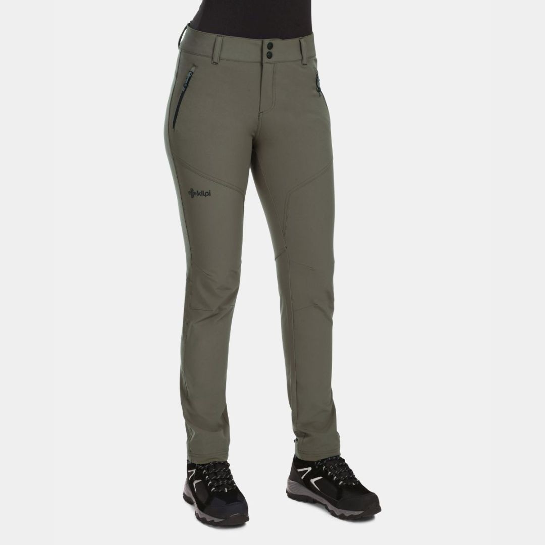 Kilpi Ženske planinarske pantalone SOFTSHELL LAGO, Maslinastozelene