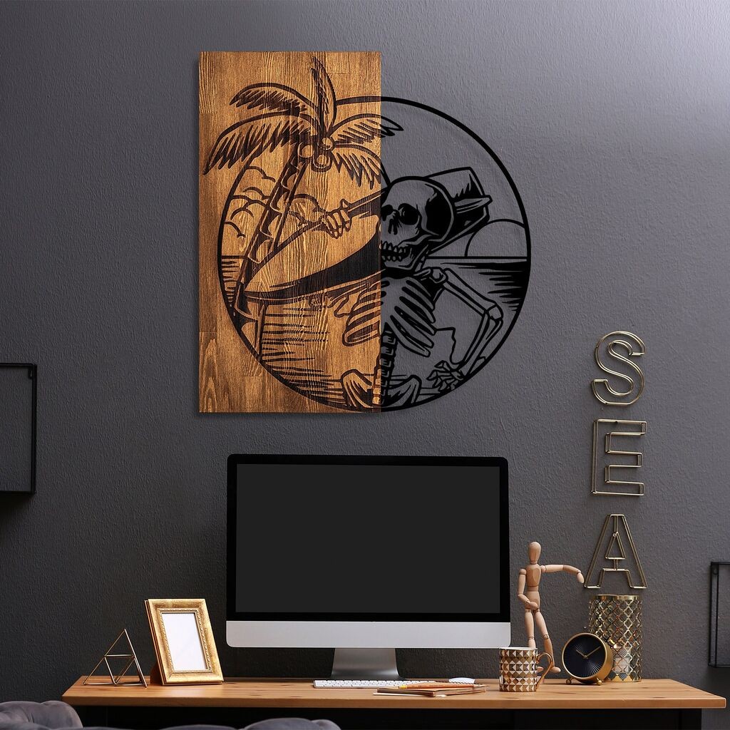 Wallity Zidna dekoracija Skeletor, 53 x 57 cm, Smeđa