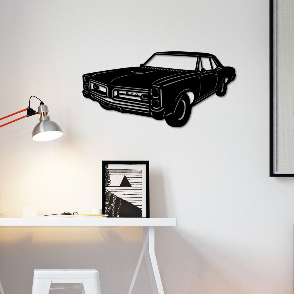 Wallity Zidna dekoracija Pontiac GTO 1966 Vintage, 60 x 30 cm, Crna