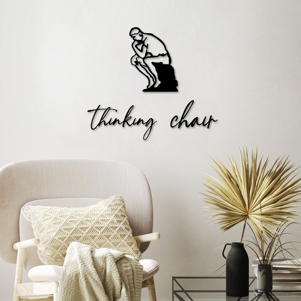 Wallity Zidna dekoracija Stolica za razmišljanje, 39 x 20 cm, Crna