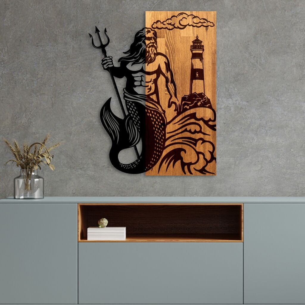 Wallity Zidna dekoracija Posejdon, 45 x 58 cm, Smeđa