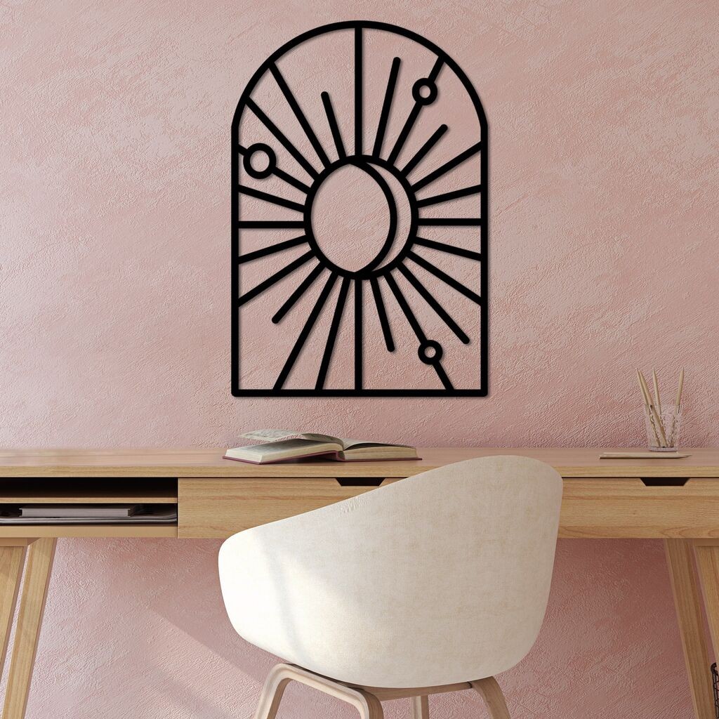 Wallity Zidna dekoracija Prozor i polumjesec - L, 70 x 47 cm, Crna