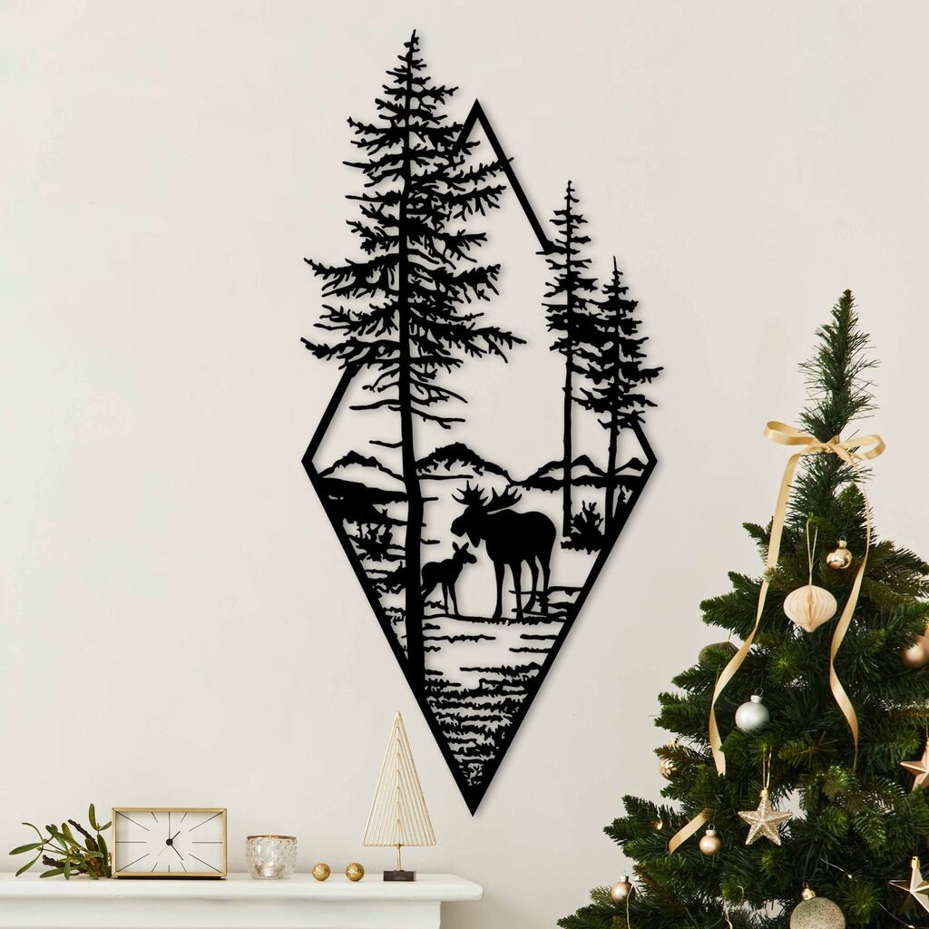 Wallity Zidna dekoracija Los u šumi, 39 x 85 cm, Crna