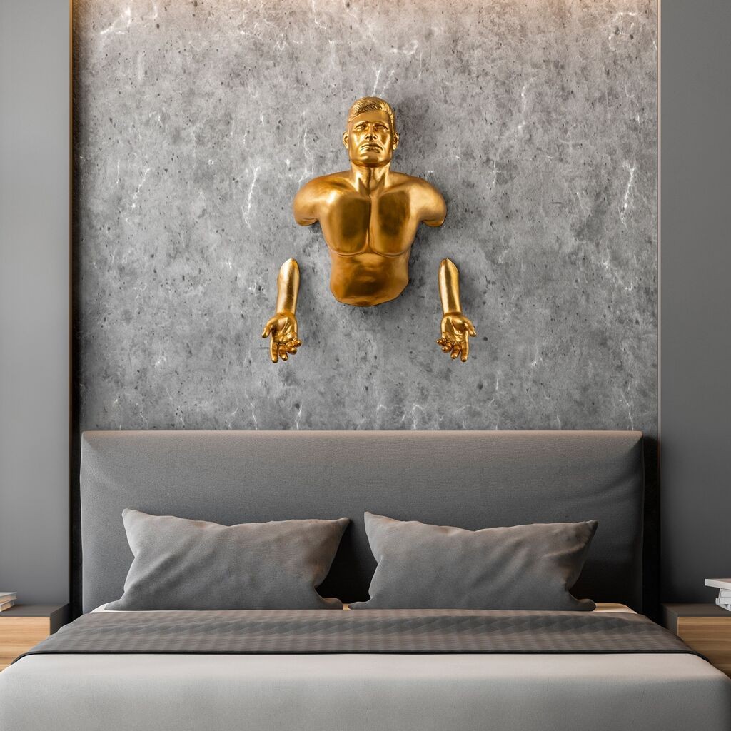 Wallity Zidna dekoracija Čovjek izlazi iz zida, 50 x 20 x 80 cm, zlatne boje