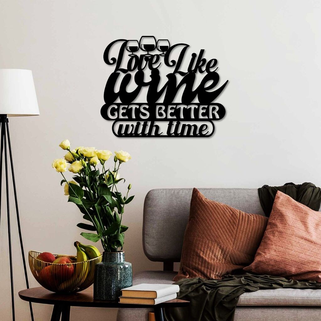 Wallity Zidna dekoracija Vino bolje, 50 x 40 cm, Crna