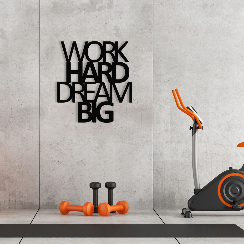 Wallity Zidna dekoracija Work Hard Dream Big Metalni dekor, 65 x 70 cm, Crna