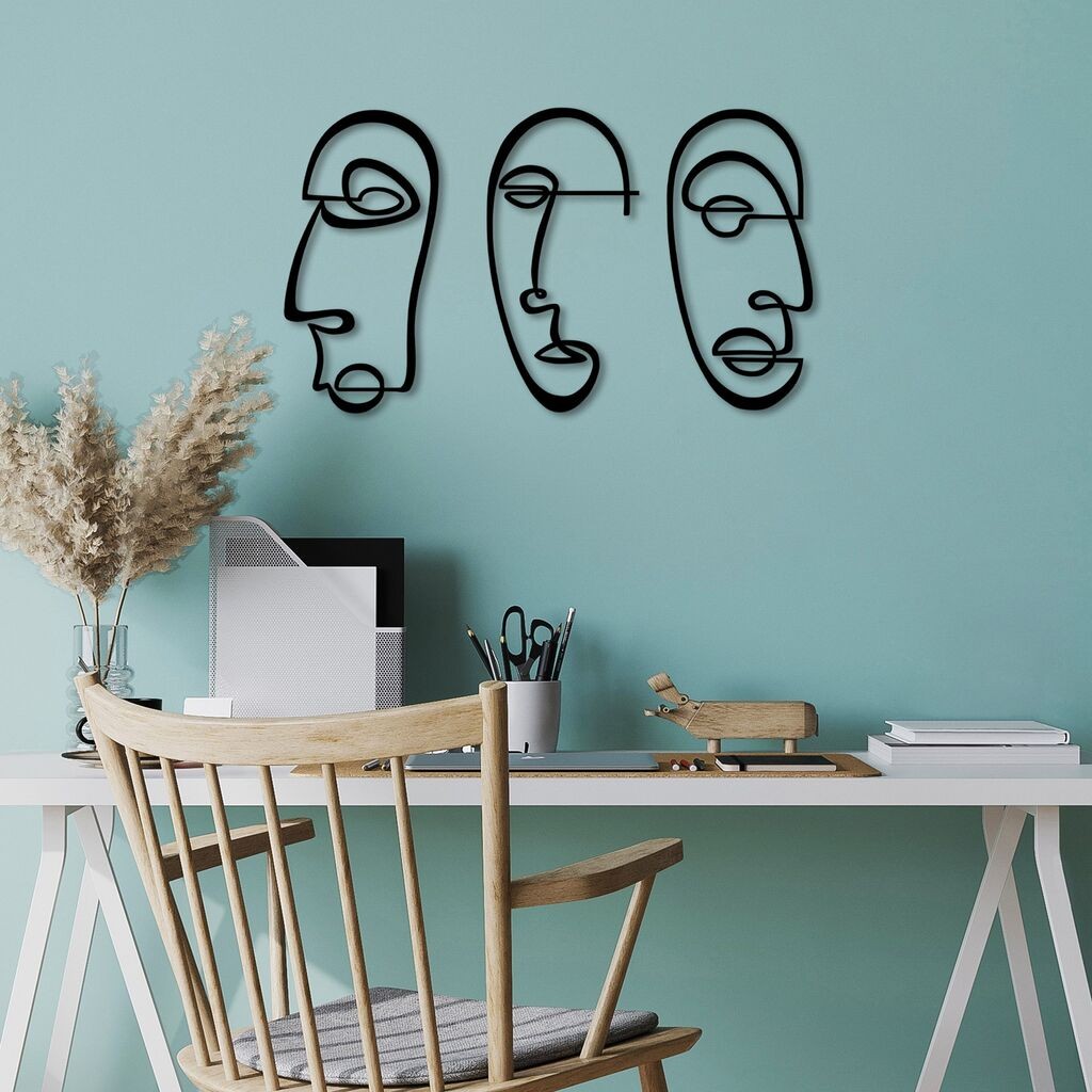 Wallity Zidna dekoracija Lijeva Naprijed Desna, 58 x 30 cm, Crna