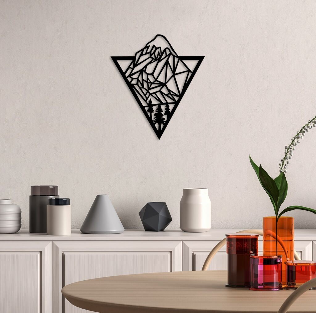 Wallity Zidna dekoracija Planina 16, 51 x 57 cm, Crna