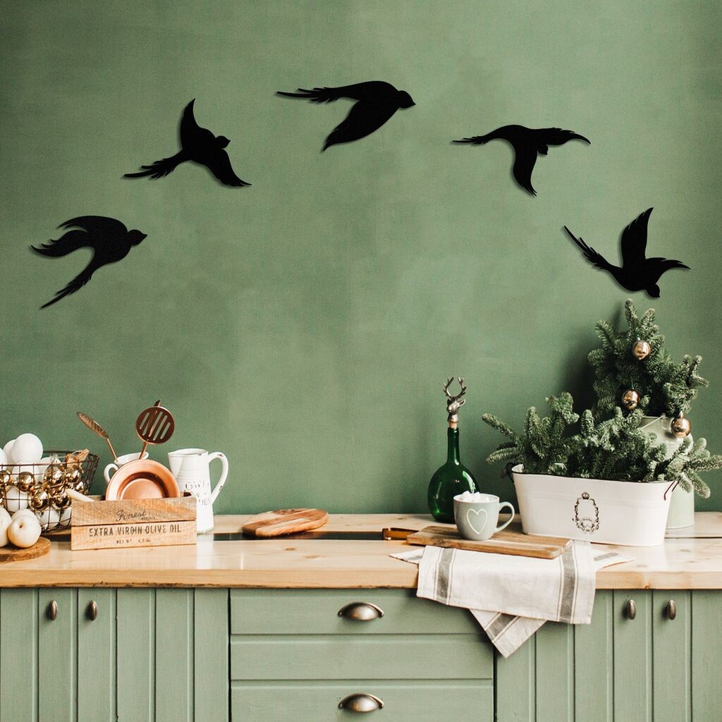 Wallity Zidna dekoracija Ptice - APT646MS, 25 x 30 cm, Crna