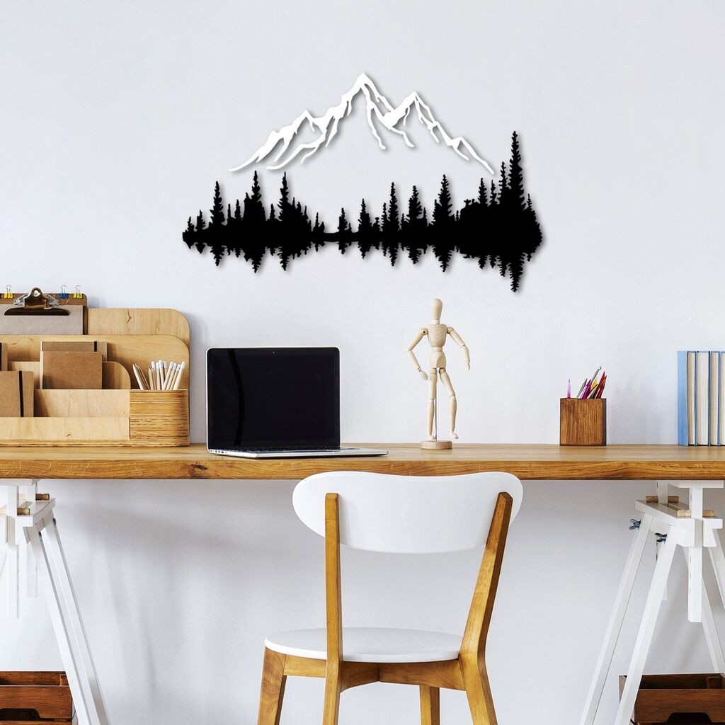 Wallity Zidna dekoracija Priroda i planina - 8, 70 x 43 cm, Crna