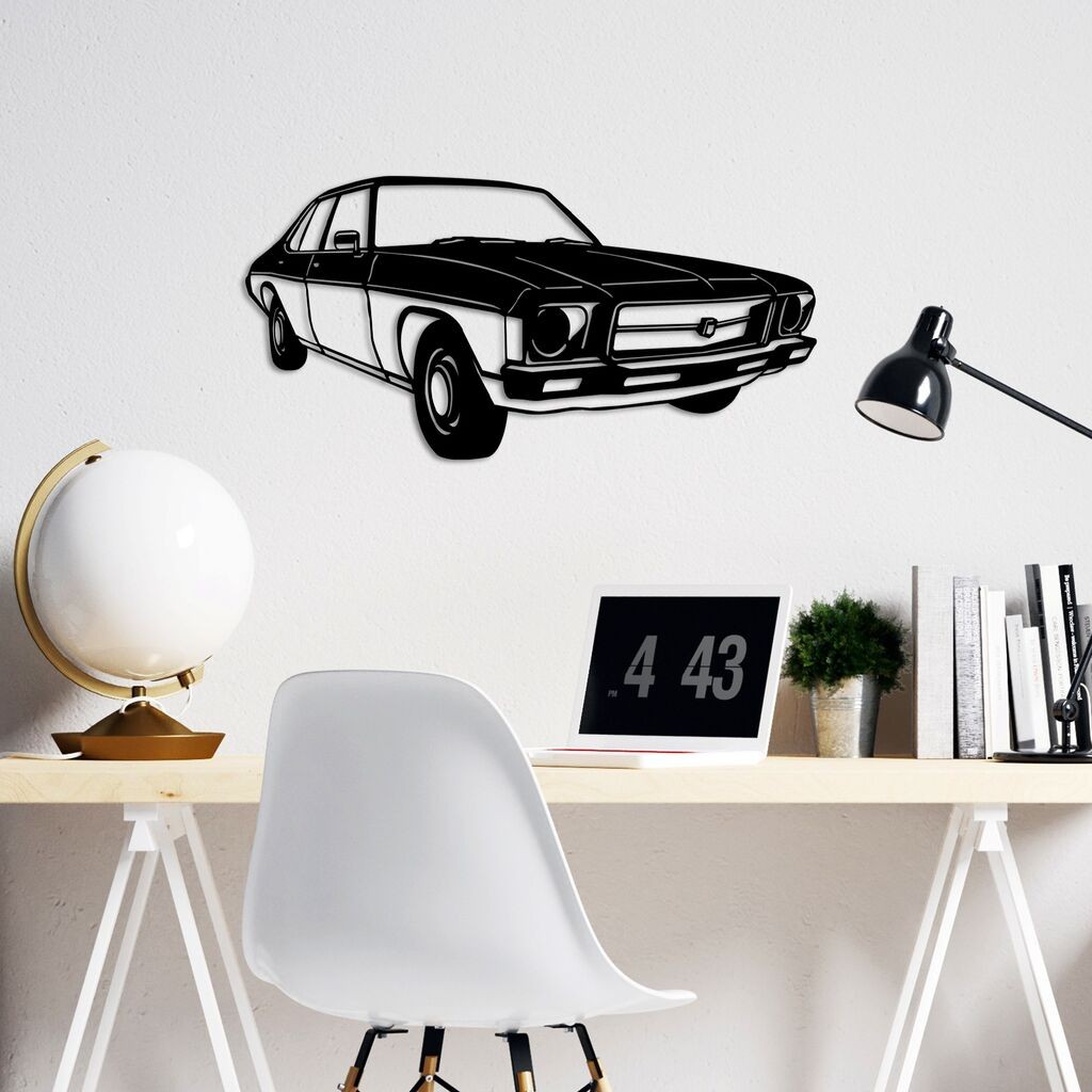 Wallity Zidna dekoracija Vintage Sedan Holden Kingswood, 60 x 30 cm, Crna