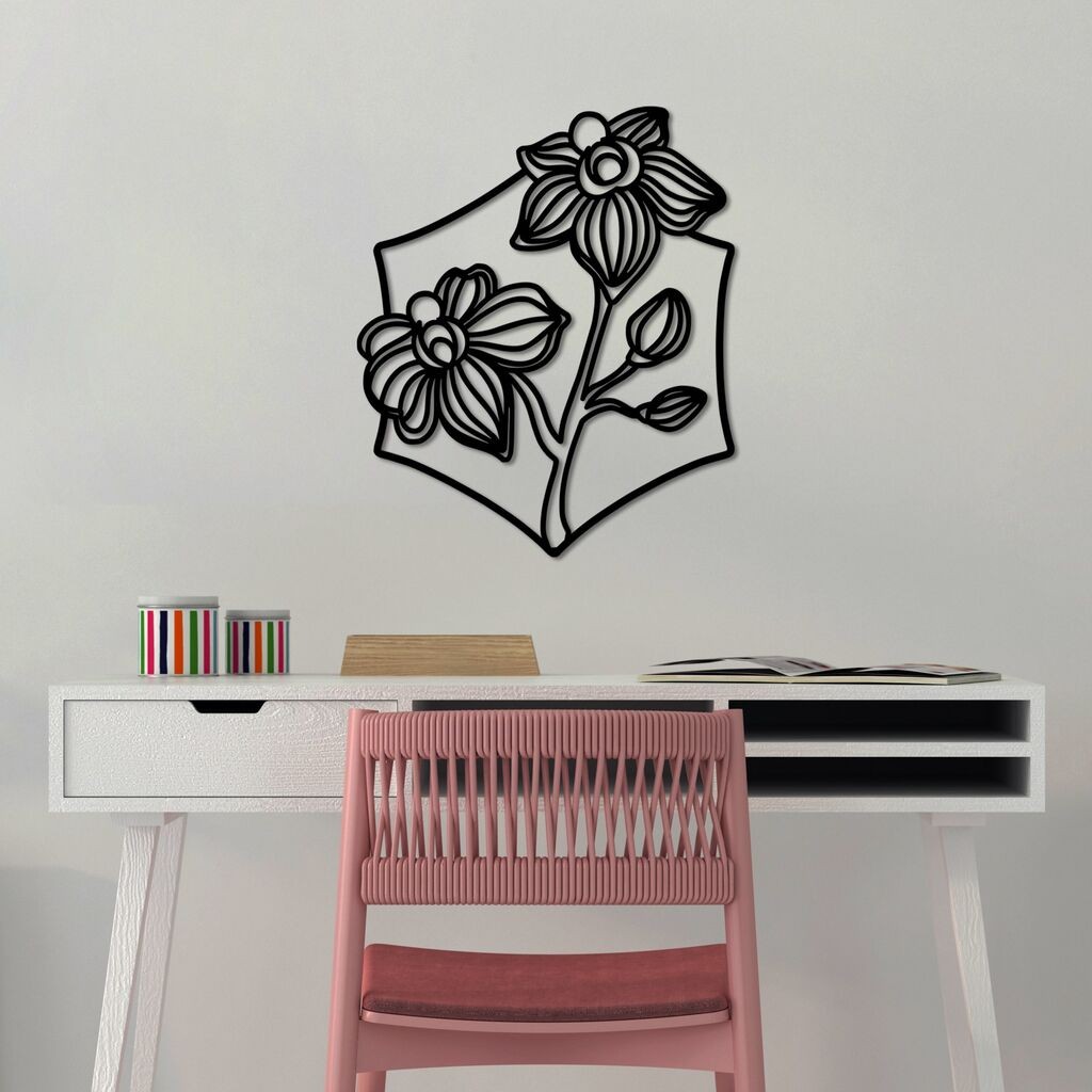 Wallity Zidna dekoracija Orhideja - L, 70 x 58 cm, Crna