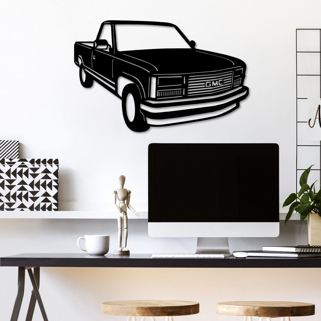 Zidna dekoracija Wallity GMC Sierra 1990, 60 x 39 cm, Crna