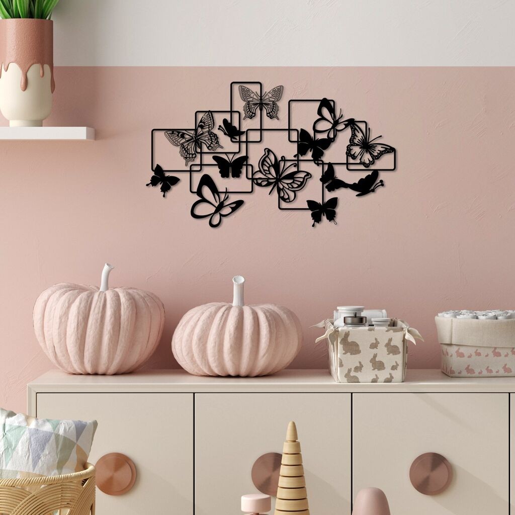 Wallity Zidna dekoracija Leptiri - M, 50 x 29 cm, Crna
