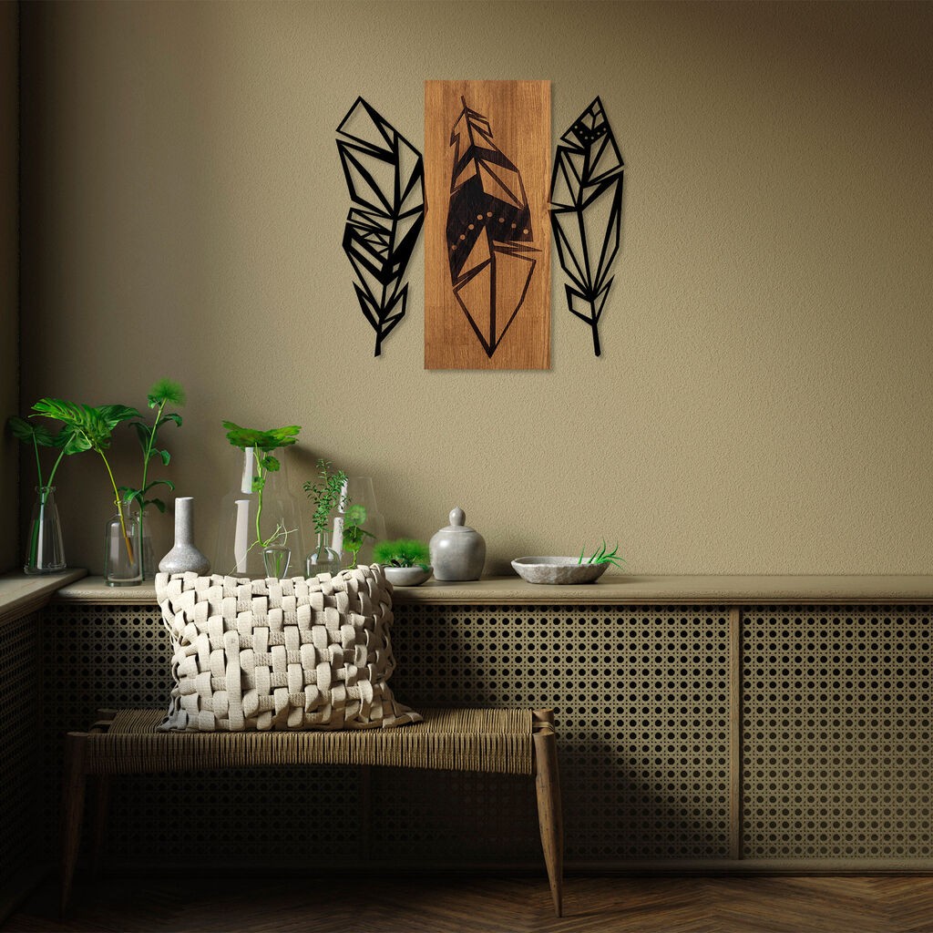 Wallity Zidna dekoracija Listovi 2, 58 x 59 cm, Smeđa