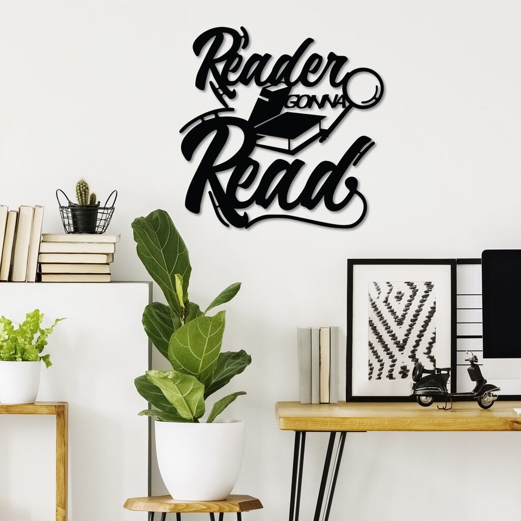 Wallity Zidna dekoracija Reader Gonna Read, 50 x 50 cm, Crna