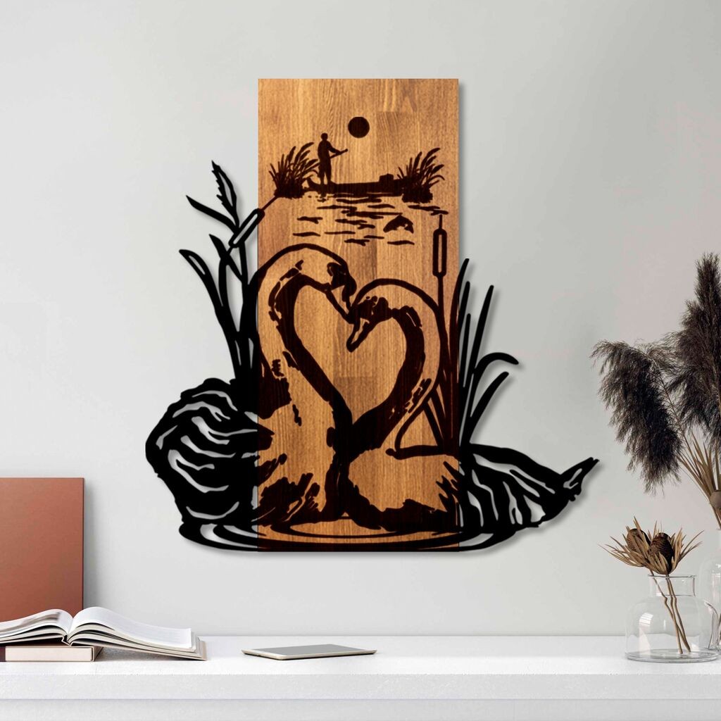 Wallity Zidna dekoracija Labuđe jezero, 57 x 58 x 3 cm, Smeđa