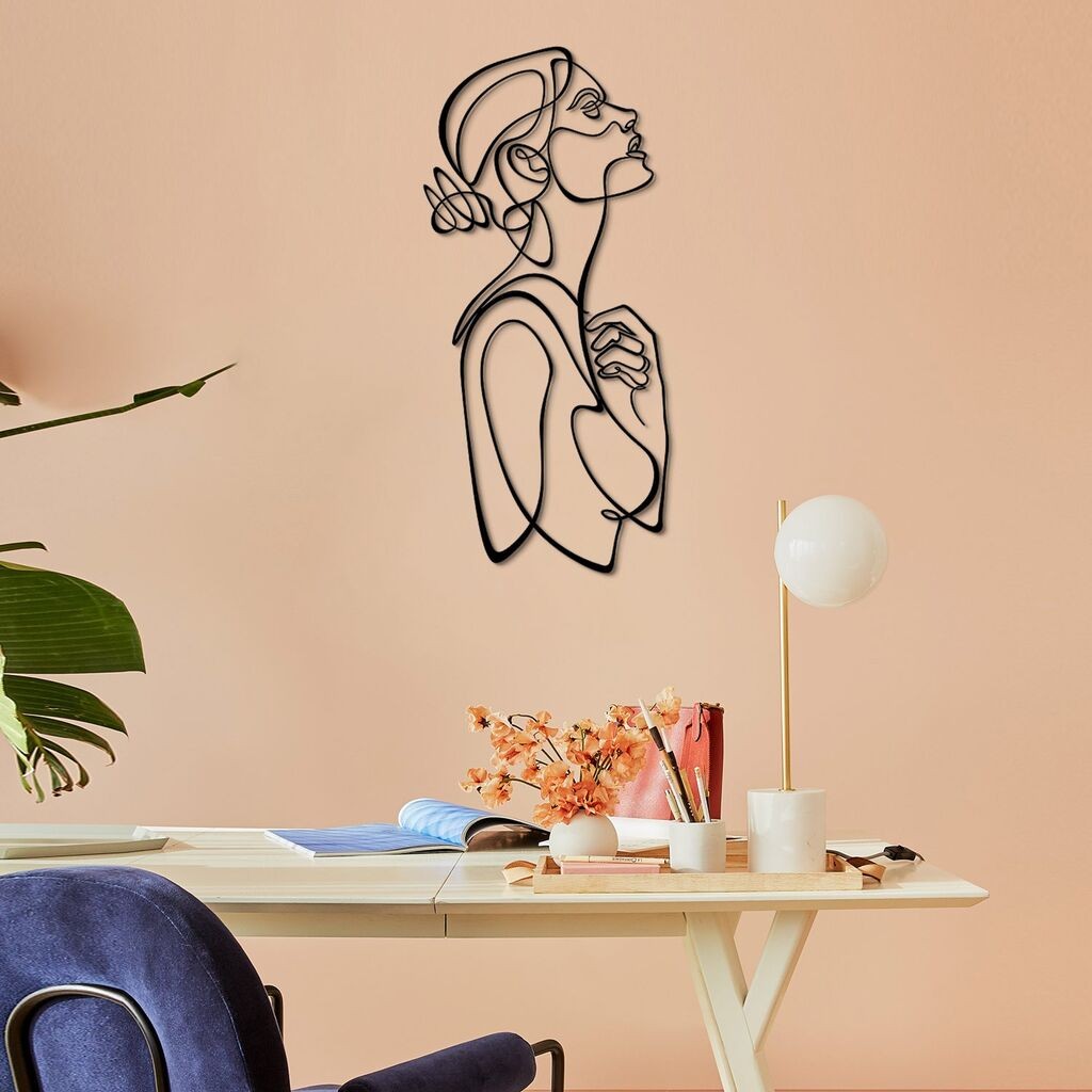 Wallity Zidna dekoracija Žena Silueta - APT596LS, 40 x 88 cm, Crna