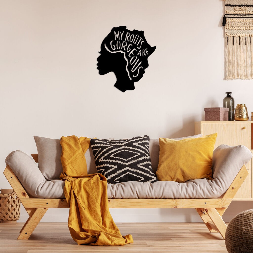 Wallity Zidna dekoracija Moji korijeni su prekrasni - 444, 62 x 70 cm, Crna