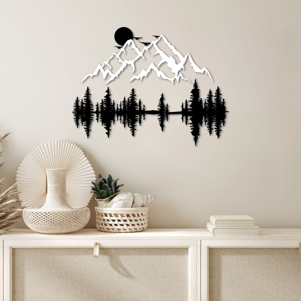 Wallity Zidna dekoracija Priroda i planina - 14, 70 x 53 cm, Crna