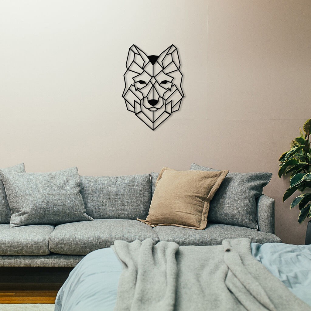 Wallity Zidna dekoracija Wolf2 Metalni dekor, 41 x 57 cm, Crna