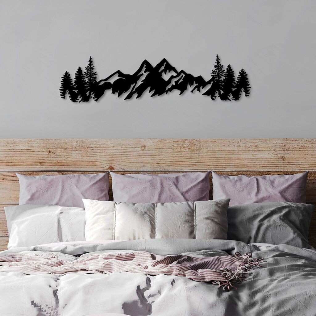 Wallity Zidna dekoracija Mountain View - 3, 70 x 18 cm, Crna