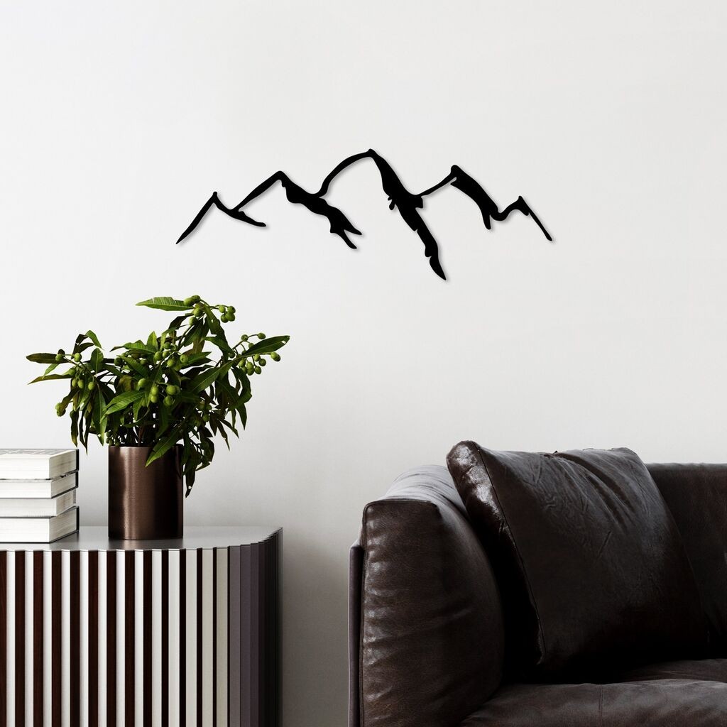 Wallity Zidna dekoracija Planina - v3, 66 x 23 cm, Crna