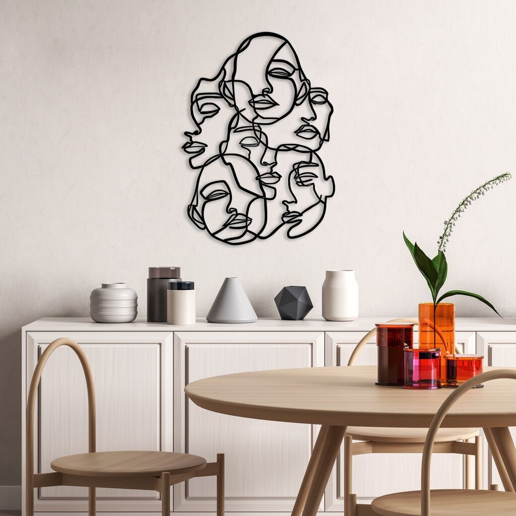 Wallity Zidna dekoracija Lica v2, 70 x 50 cm, Crna