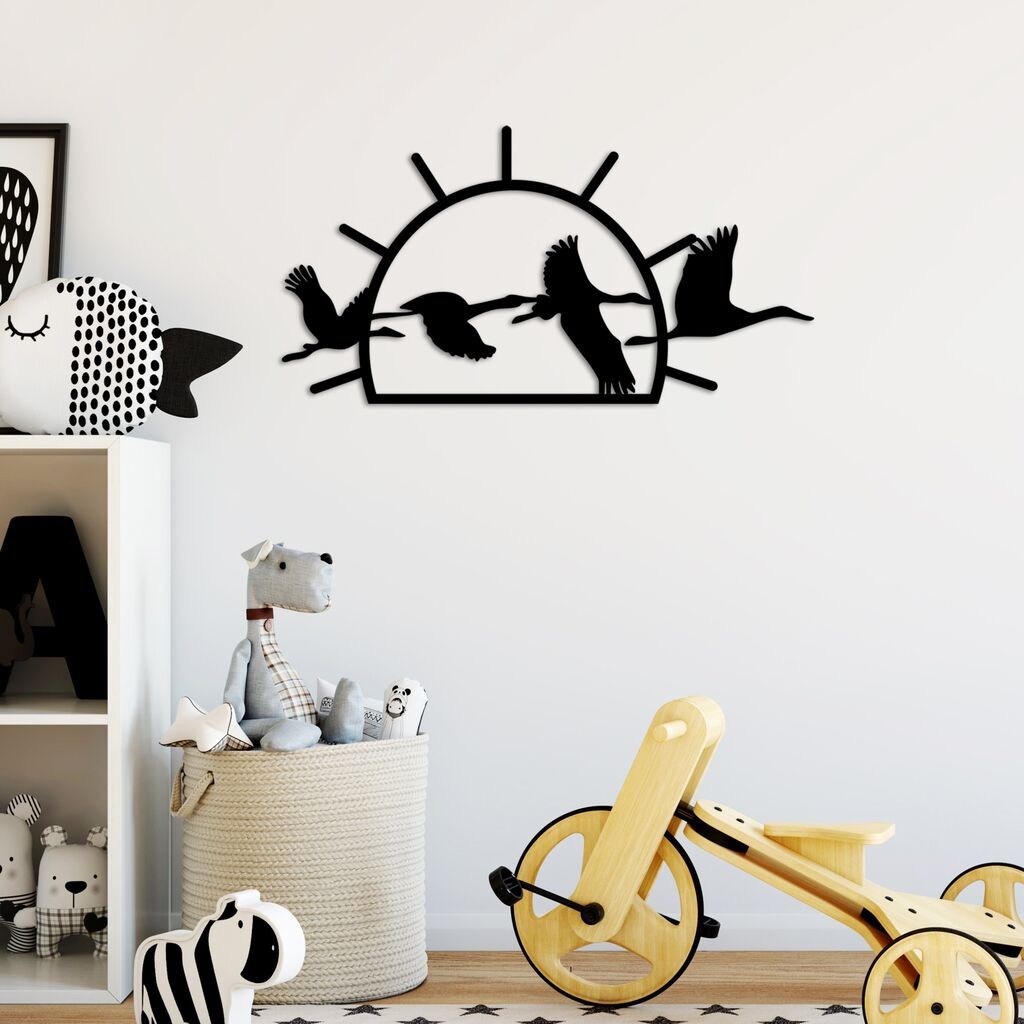 Wallity Zidna dekoracija Ptice selice - L, 70 x 36 cm, Crna