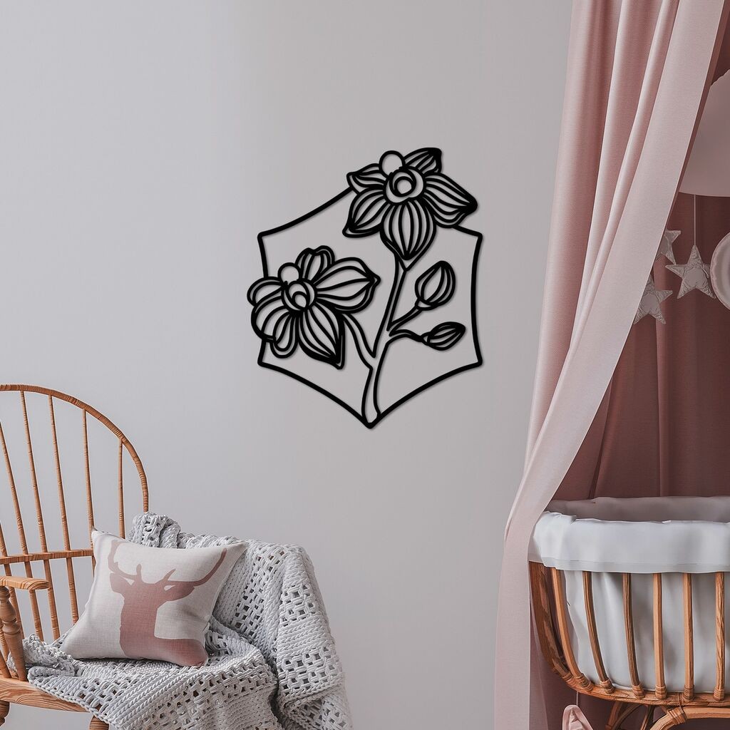 Wallity Zidna dekoracija Orhideja - M, 50 x 42 cm, Crna