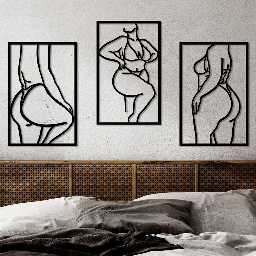 Wallity Zidna dekoracija Body Positive Line, 47 x 70 cm, Crna