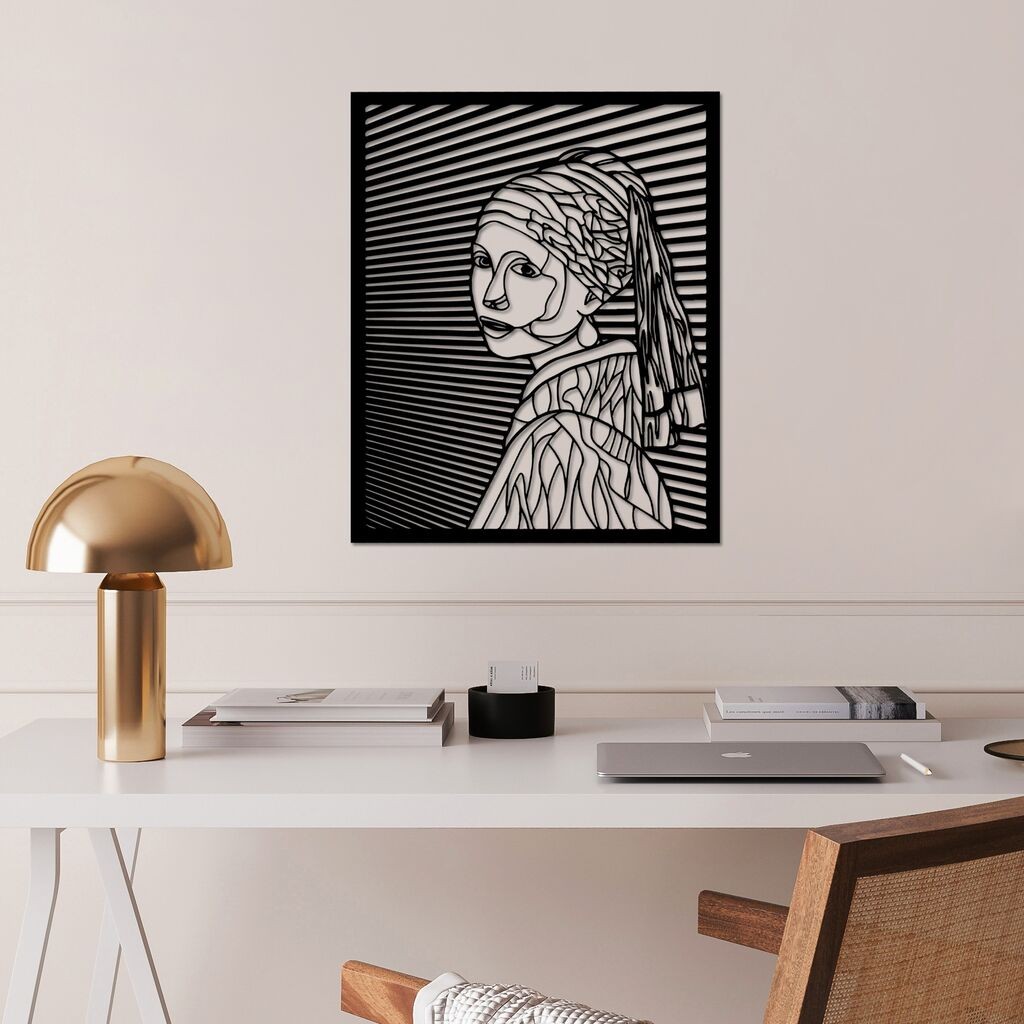 Zidna dekoracija Vermeer, 45,5 x 56 cm, crna