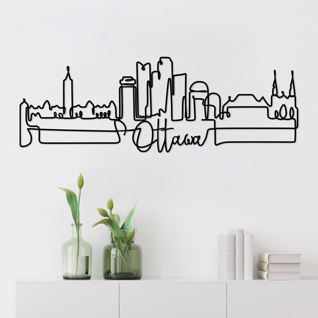 Zidna dekoracija Ottowa, 120 x 40 x 1,5 cm, crna