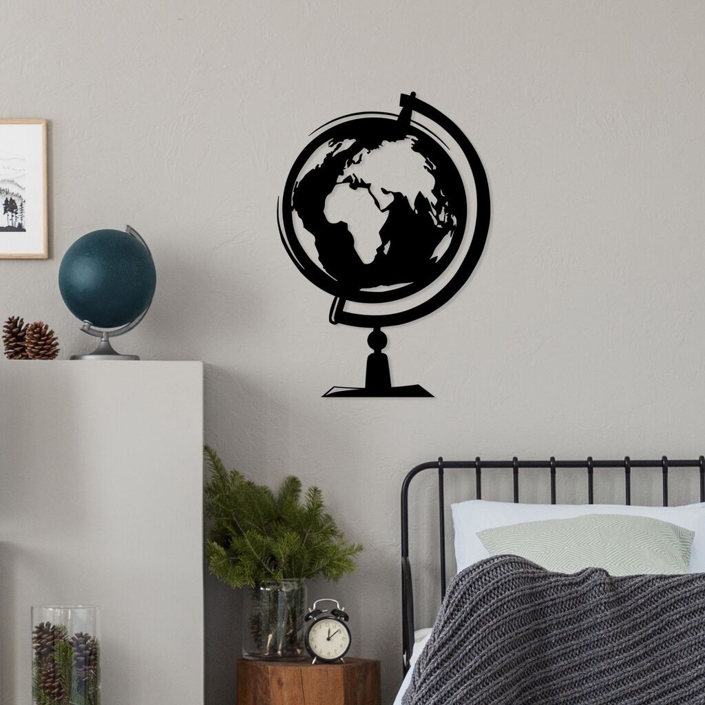 Wallity Zidna dekoracija Mapa svijeta 3, 44 x 70 cm, Crna