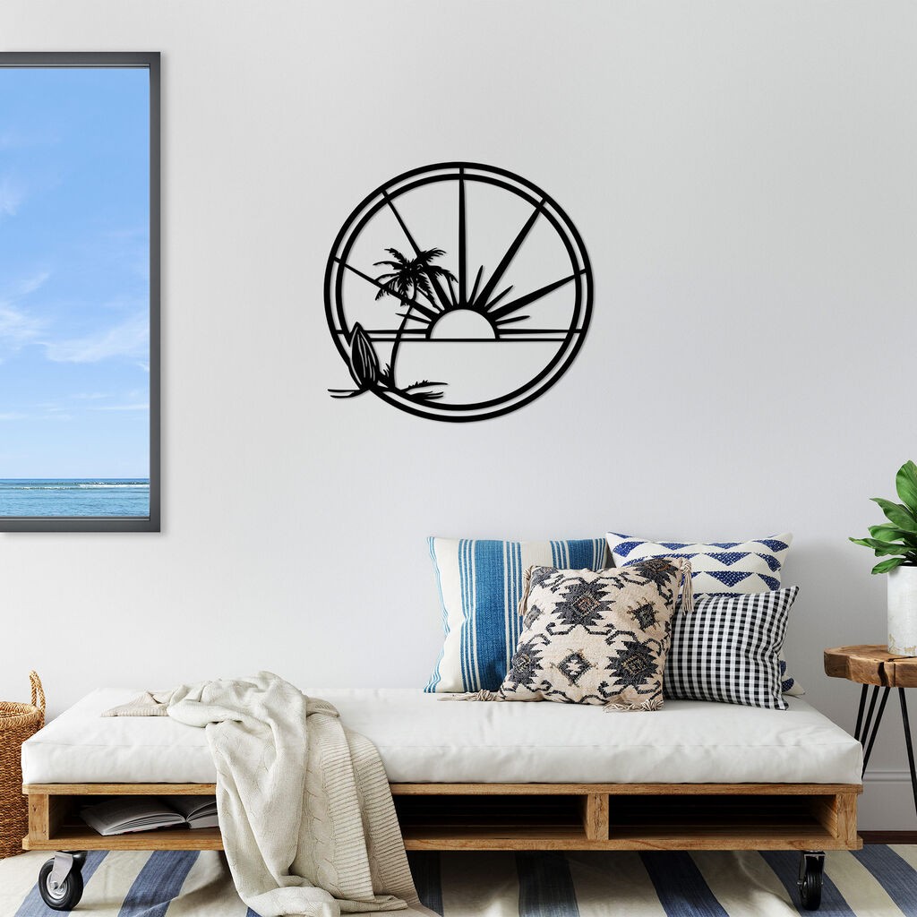 Wallity Zidna dekoracija Morski pijesak Sun Surf - 466, 69 x 67 cm, Crna