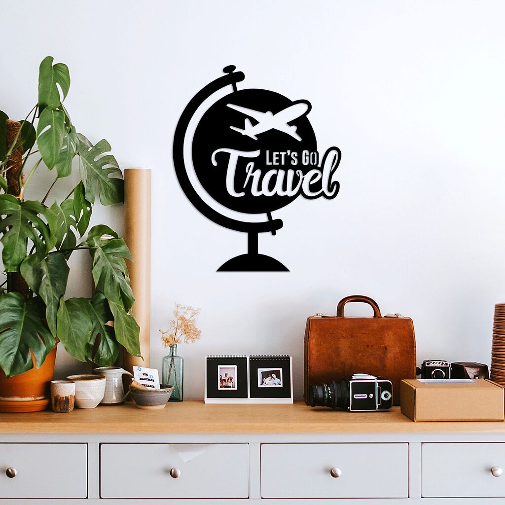 Wallity Zidna dekoracija Let'S Go Travel - 492, 57 x 70 cm, Crna
