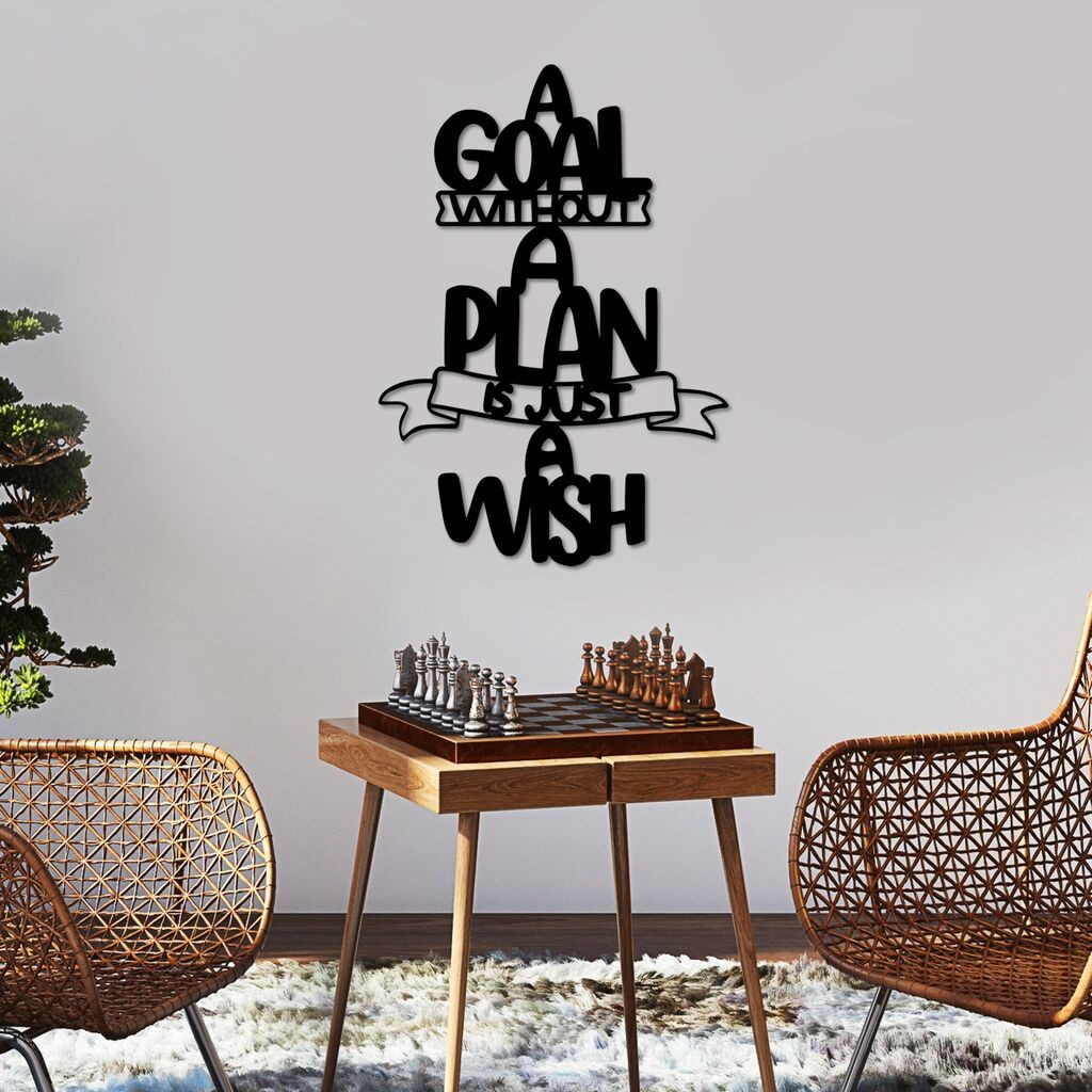 Wallity Zidna dekoracija Plan is Just, 30 x 54 cm, Crna