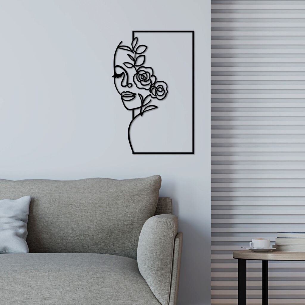 Wallity Zidna dekoracija Cvijet Žena - M, 50 x 33 cm, Crna