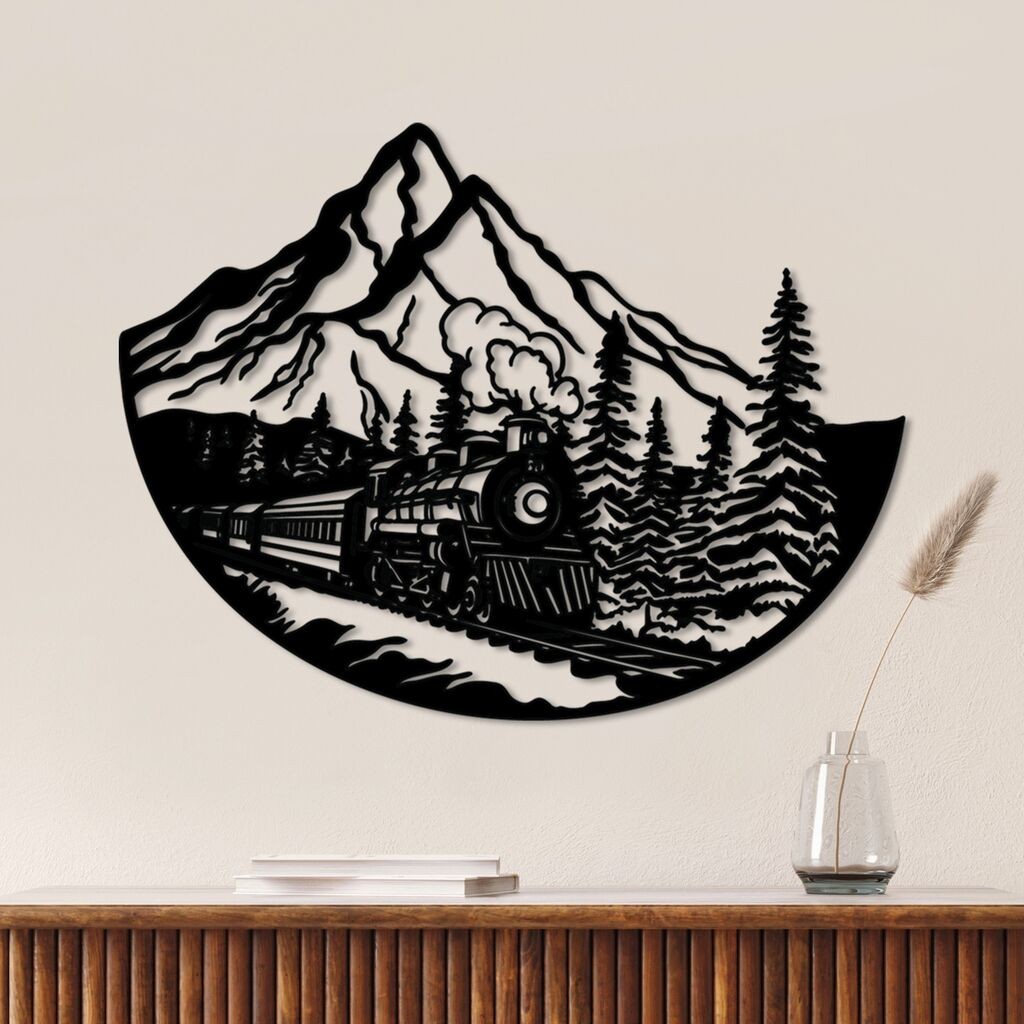 Wallity Zidna dekoracija Voz, 55 x 73 cm, Crna