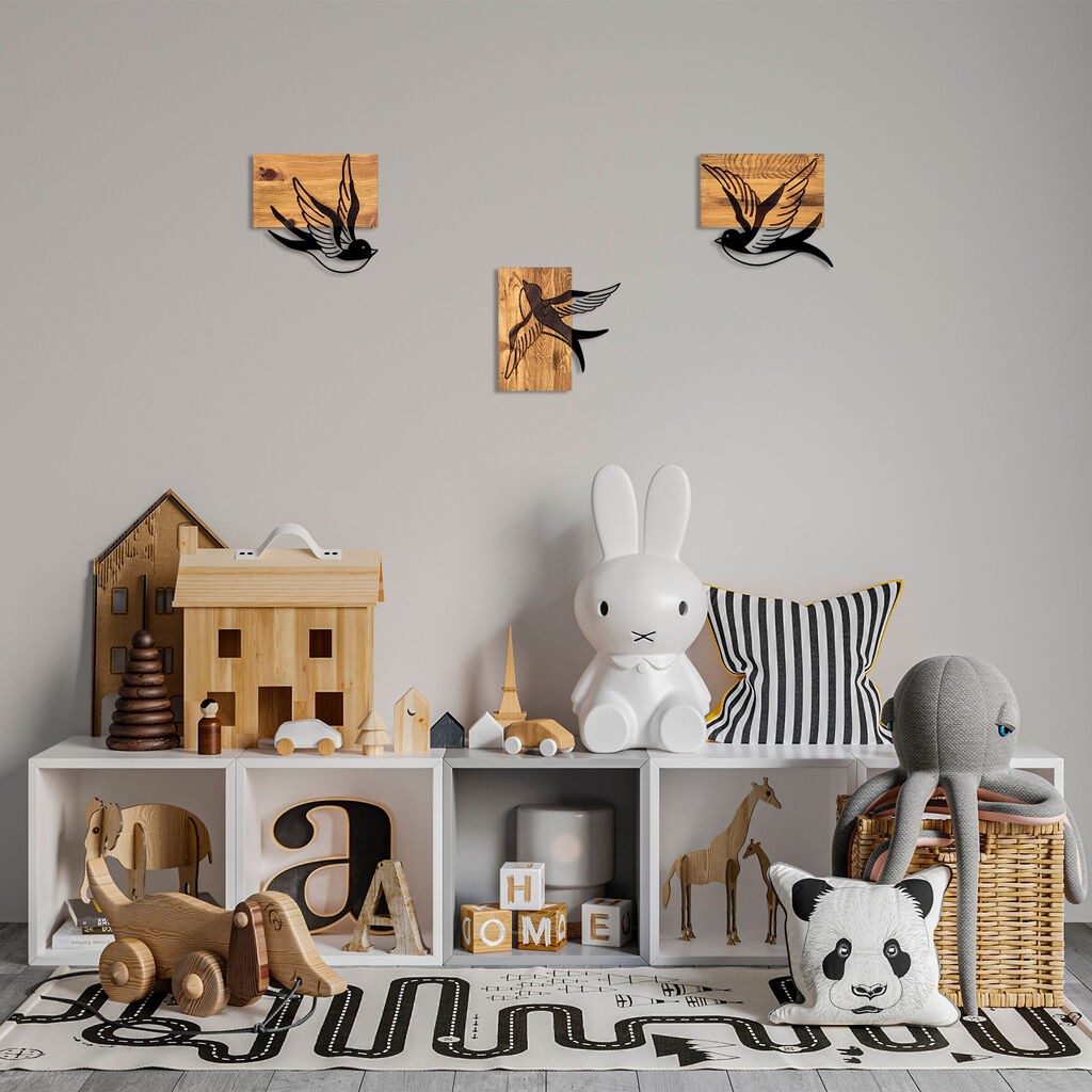 Wallity Zidna dekoracija Besplatne ptice - 333, 25 x 3 x 23 cm, Crna