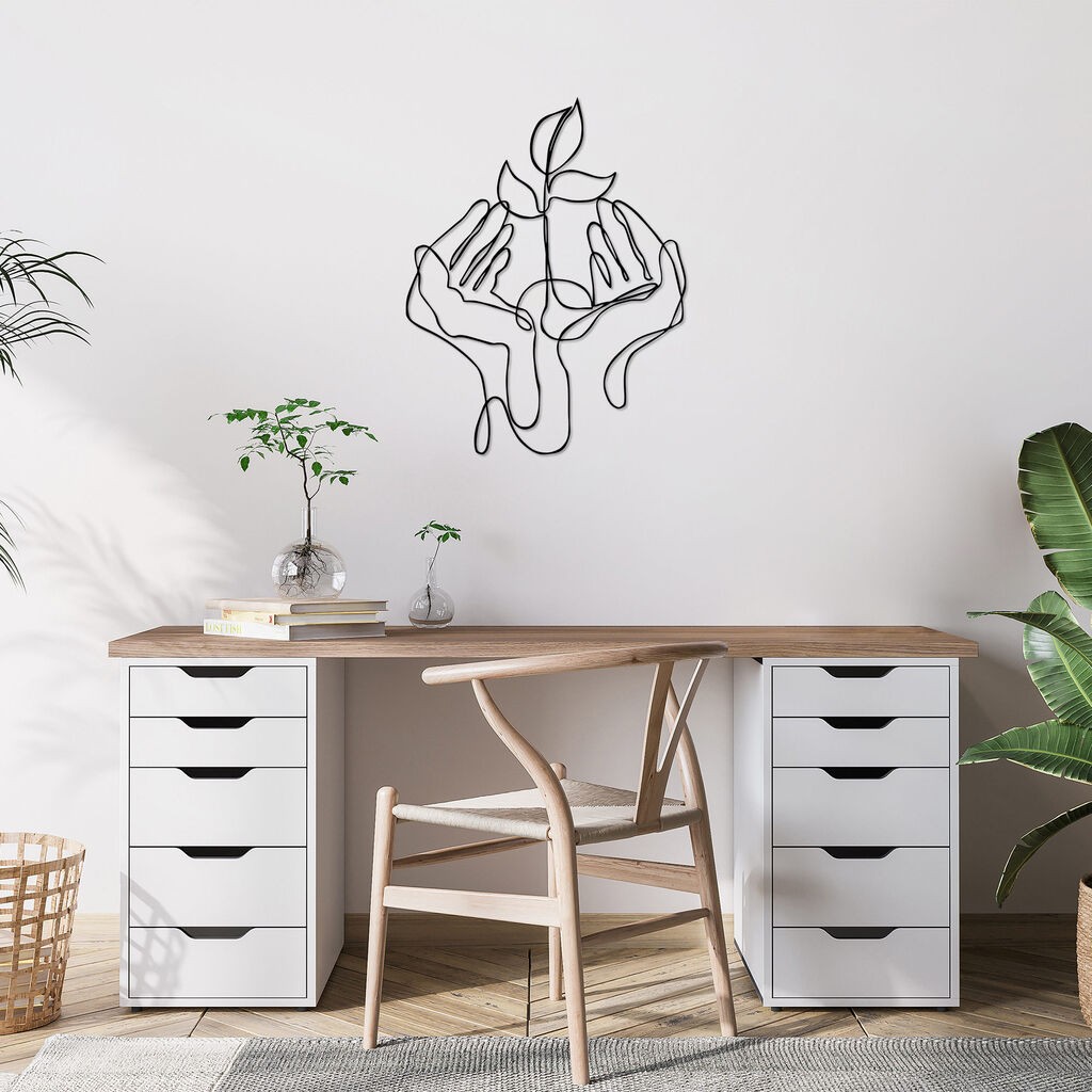 Wallity Zidna dekoracija Sprout Greening in My Palm, 53 x 68 cm, Crna