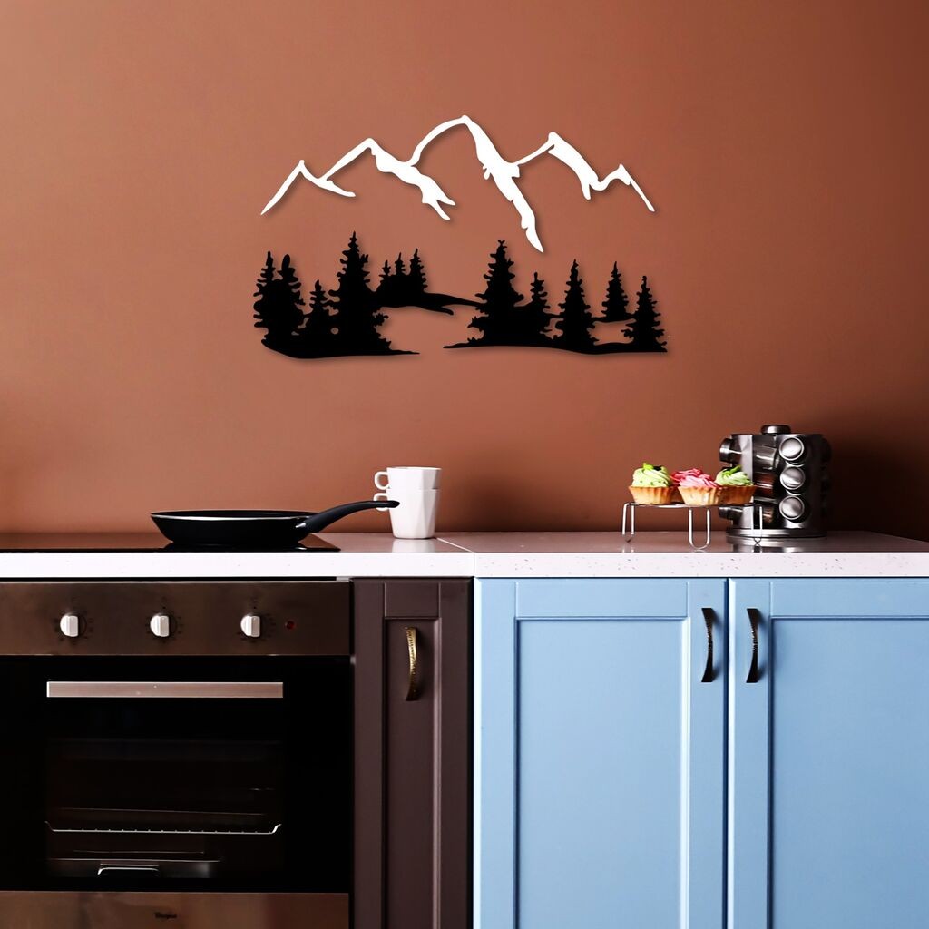 Wallity Zidna dekoracija Priroda i planina - 2, 70 x 41 cm, Crna